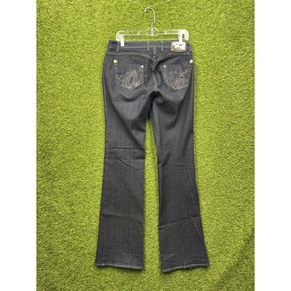 Apple Bottom Jeans Womens 9/10 Blue Stretch Denim Whisker Embroidered Bootcut